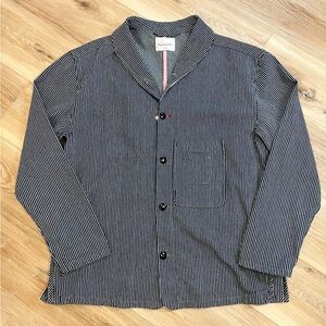 IMPERFECTS Shepherds Shirt Indigo Hickory Stripe Size XL